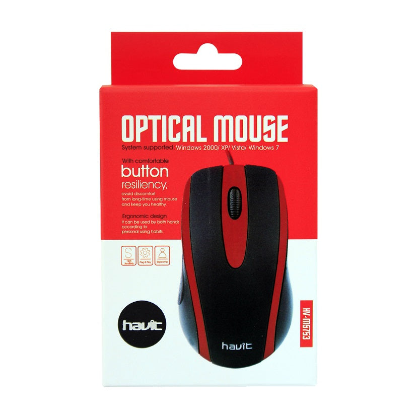 MS753 | Havit Optical Gaming Mouse - Black &amp; Red