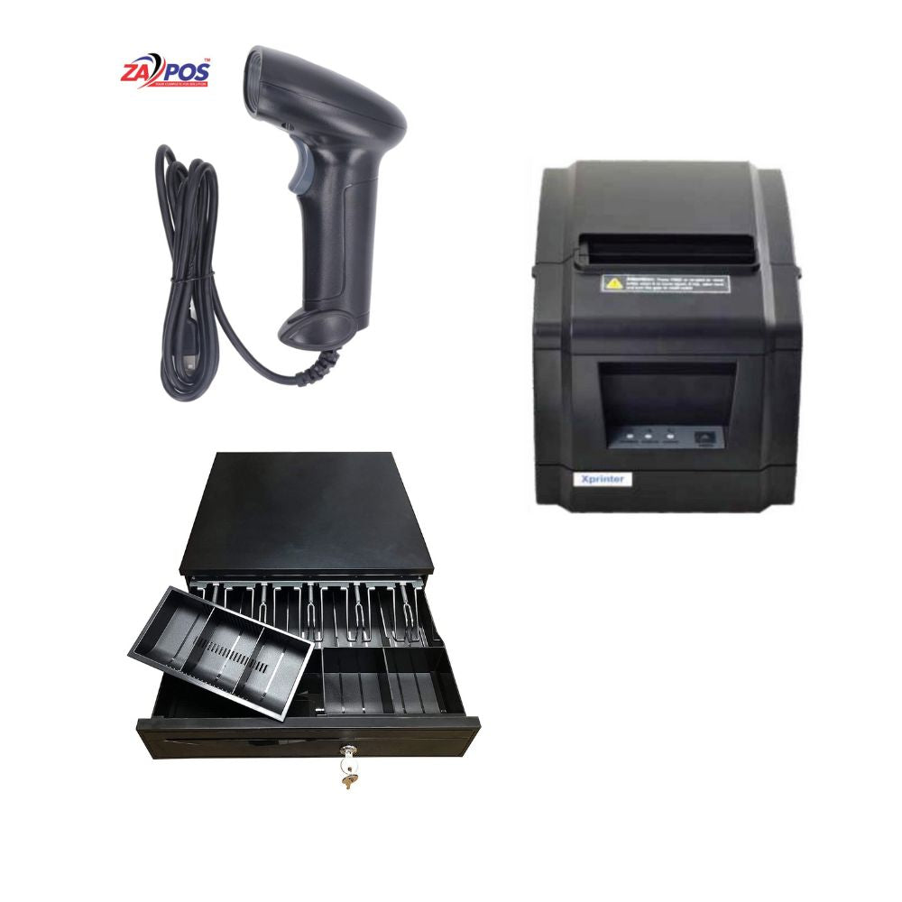 Retail POS Kit – Barcode Scanner, Cash Drawer & Small Receipt Printer