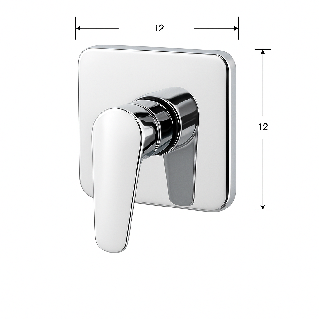 AIYI Square Concealed Single Lever Shower Mixer - Polished Chrome (AY406-092)