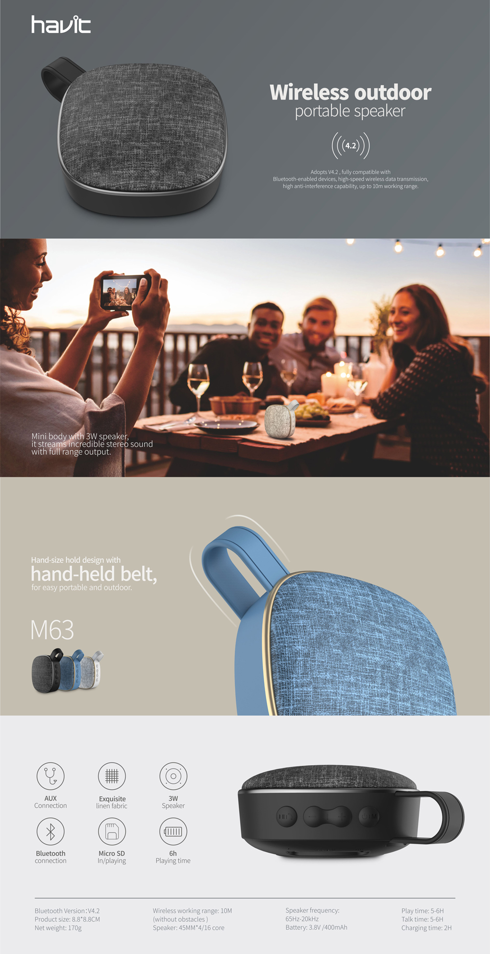 HV-M63 | Havit 1.0 Channel Portable Speaker - Image 5
