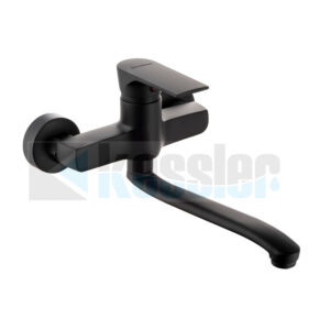 BS- 1508 Brass Matt Black Square Kitchen Mixer Wall Mount - 10 year Warranty