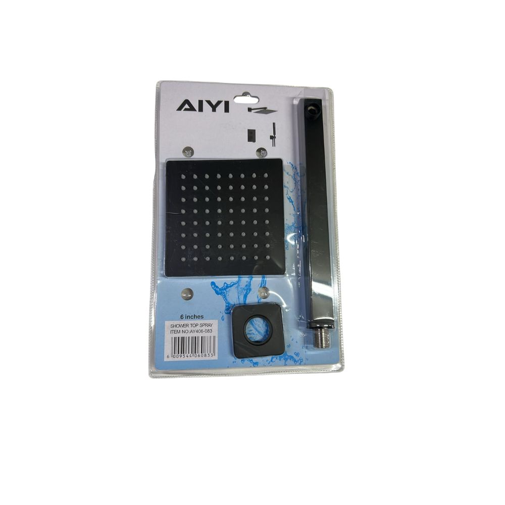 Shower Set (6" Square Shower Head & Shower Arm) - Matte Black (AY406-083)