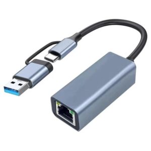 WhatsApp Image 2026-01-08 at 2.00.14 PM (1) USB 3.0/Type-C (2 in 1) to Gigabit Ethernet Adapter (10/100/1000Mbps) - Aluminium Grey