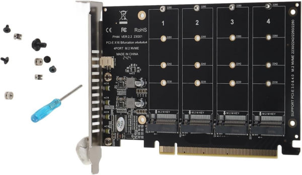 imgi_212_610Qh-x8I2L._AC_SL1500_ M.2 NVMe SSD (4-Port ) to PCIe (16 Slot) Expansion Adapter Card (PH44)