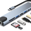 Type-C to 8 in 1 HUB | 2 x USB, 2 x PD(Type-C), SD-TF, HDMI & RJ45(Network)